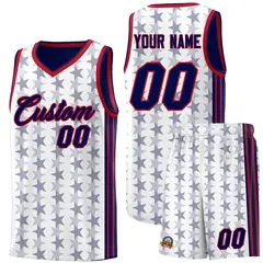 White Navy Star Graffiti Sports Uniform Basketball Jersey