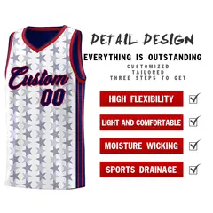 White Navy Star Graffiti Sports Uniform Basketball Jersey 2