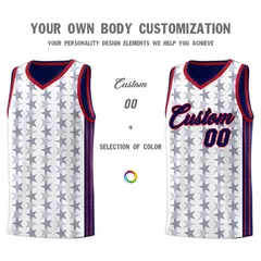 White Navy Star Graffiti Sports Uniform Basketball Jersey 3