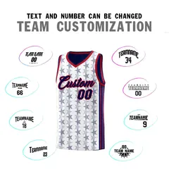 White Navy Star Graffiti Sports Uniform Basketball Jersey 4