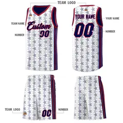 White Navy Star Graffiti Sports Uniform Basketball Jersey 5