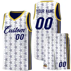 White Navy Star Graffiti Sports Uniform Basketball Jersey