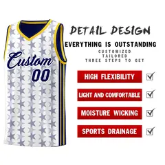 White Navy Star Graffiti Sports Uniform Basketball Jersey 2