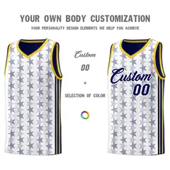 White Navy Star Graffiti Sports Uniform Basketball Jersey 3