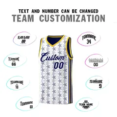 White Navy Star Graffiti Sports Uniform Basketball Jersey 4
