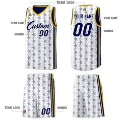 White Navy Star Graffiti Sports Uniform Basketball Jersey 5