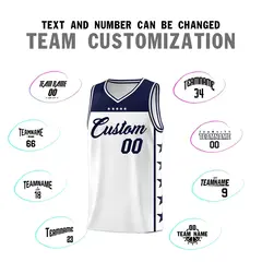 White Navy Star Pattern Sports Basketball Jersey 4