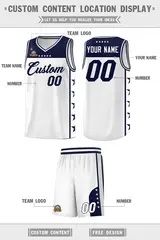 White Navy Star Pattern Sports Basketball Jersey 5
