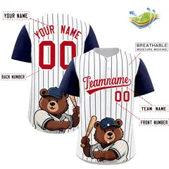 White Navy Stripe Animals Graffiti Raglan Baseball Jersey 2