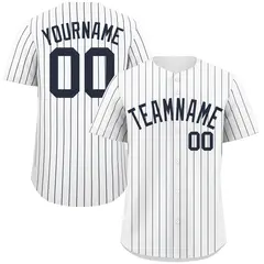 White Navy Stripe Fashion Authentic Baseball Jersey 1