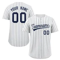 White Navy Stripe Fashion Authentic Baseball Jersey