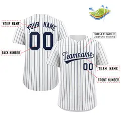 White Navy Stripe Fashion Authentic Baseball Jersey 2