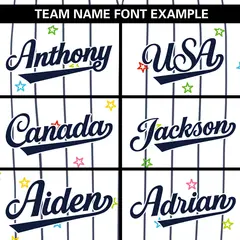 White Navy Stripe Star Pattern Authentic Baseball Jersey 3