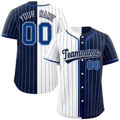 White Navy Striped Two Tone Authentic Baseball Jersey 1