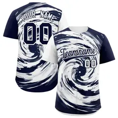 White Navy Swirl Graffiti Baseball Jersey
