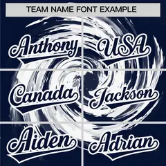 White Navy Swirl Graffiti Baseball Jersey 3