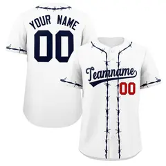 White Navy Thorns Ribbed Classic Authentic Baseball Jersey 1