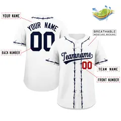 White Navy Thorns Ribbed Classic Authentic Baseball Jersey 2