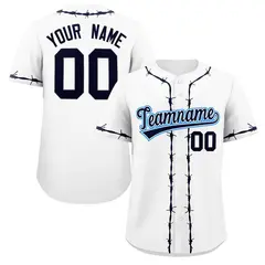 White Navy Thorns Ribbed Classic Authentic Baseball Jersey 1