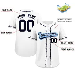 White Navy Thorns Ribbed Classic Authentic Baseball Jersey 2
