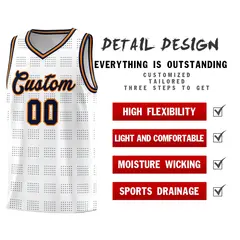 White Navy Trailblazer Dot Pattern Basketball Jersey 2