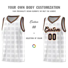 White Navy Trailblazer Dot Pattern Basketball Jersey 3