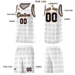White Navy Trailblazer Dot Pattern Basketball Jersey 5