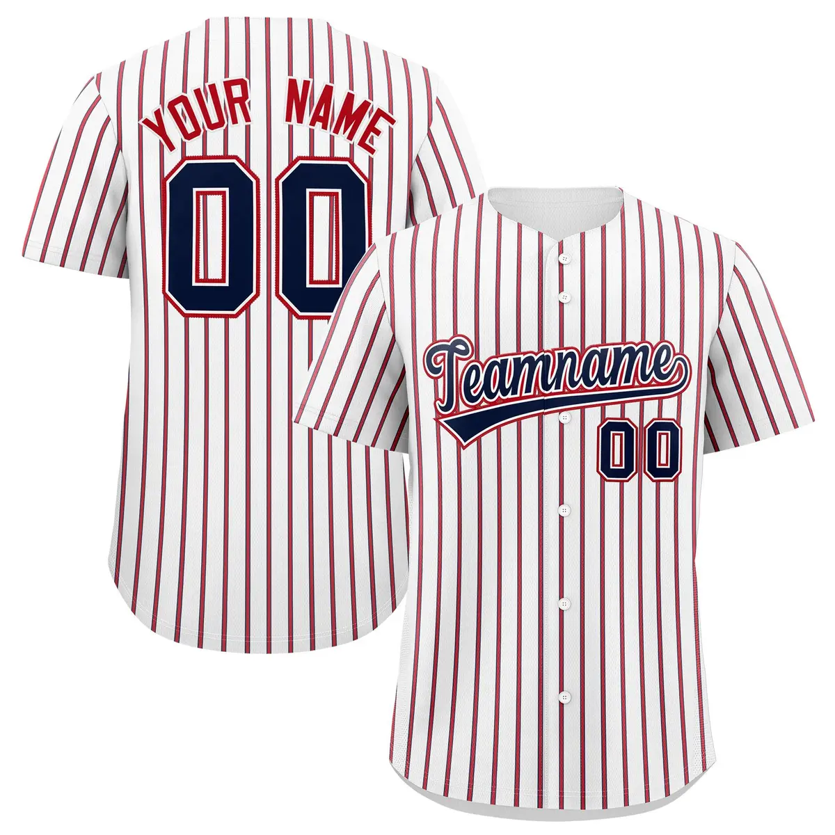 White Navy Tricolor Stripe Fashion Baseball Jersey