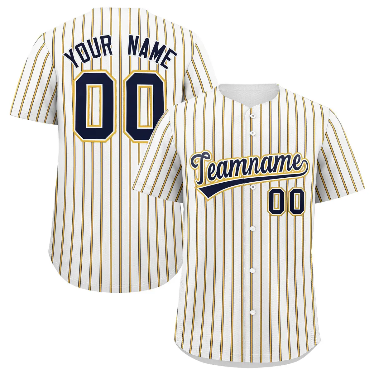 White Navy Tricolor Stripe Fashion Baseball Jersey