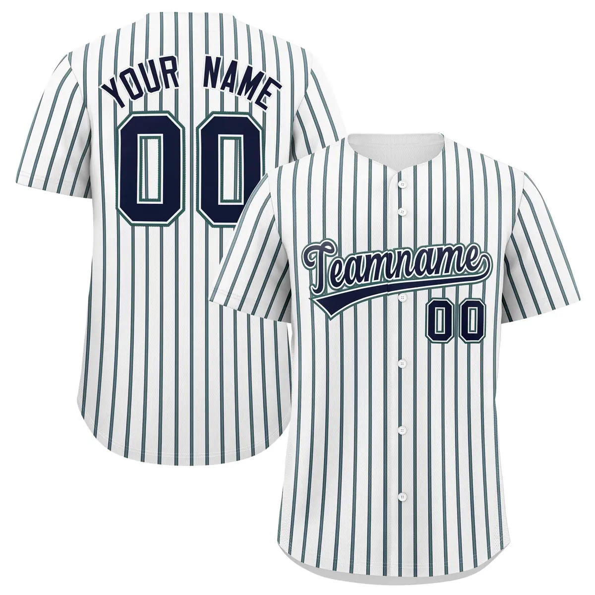 White Navy Tricolor Stripe Fashion Baseball Jersey