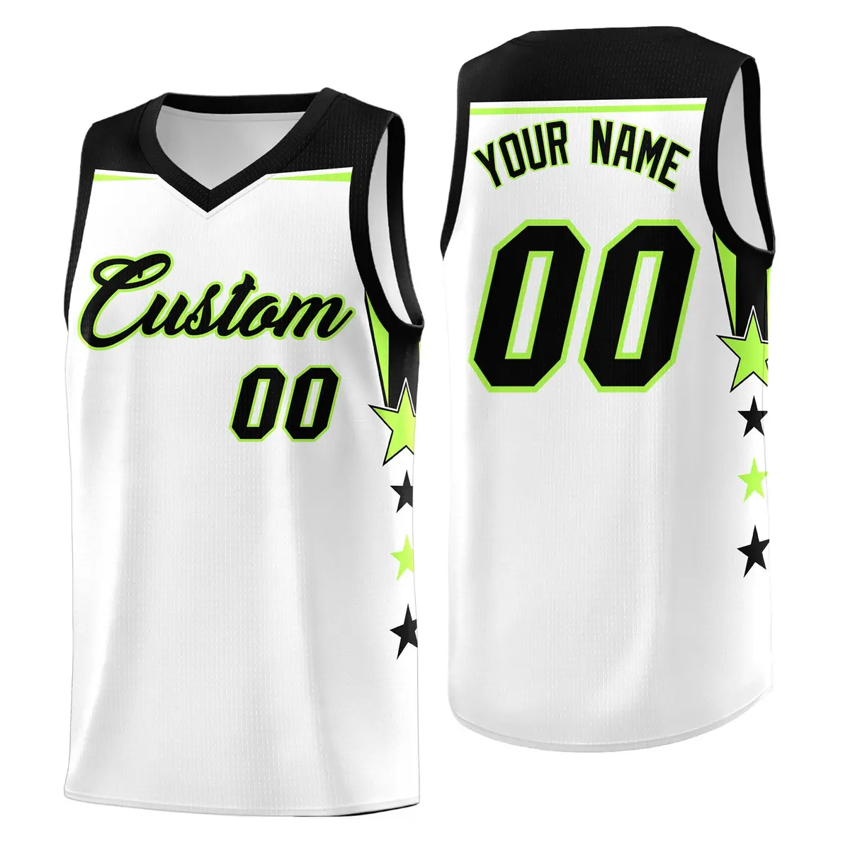 White Navy Two Tone Side Star Color Block Basketball Jersey