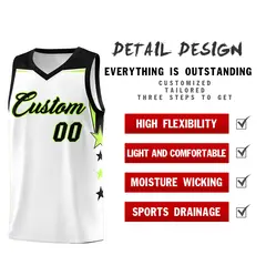 White Navy Two Tone Side Star Color Block Basketball Jersey 2