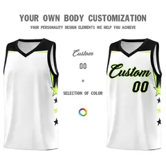 White Navy Two Tone Side Star Color Block Basketball Jersey 3