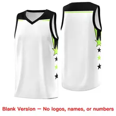 White Navy Two Tone Side Star Color Block Basketball Jersey 6