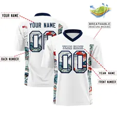 White Navy Ukiyo-e Auspicious Clouds Graffiti Football Jersey 2