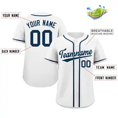 White Navy-White Authentic Classic Baseball Jersey 2