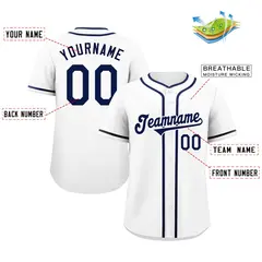 White Navy-White Authentic Classic Baseball Jersey 2
