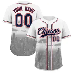 White Navy-White Chicago City Skyline Baseball Jersey 1