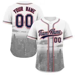 White Navy-White Chicago City Skyline Baseball Jersey 1