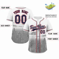 White Navy-White Chicago City Skyline Baseball Jersey 2