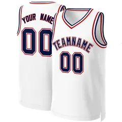 White Navy-White Classic Basketball Jersey 1