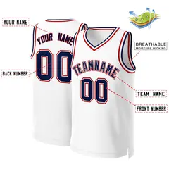 White Navy-White Classic Basketball Jersey 2