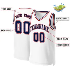 White Navy-White Classic Basketball Jersey 2