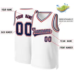 White Navy-White Classic Basketball Jersey 2