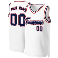 White Navy-White Classic Basketball Jersey 1