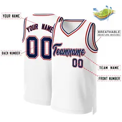 White Navy-White Classic Basketball Jersey 2