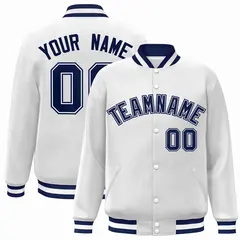 White Navy-White Classic Varsity Full-Snap Letterman Jacket 1