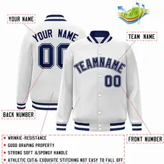 White Navy-White Classic Varsity Full-Snap Letterman Jacket 2