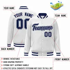 White Navy-White Classic Varsity Full-Snap Letterman Jacket 2