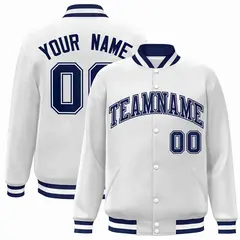 White Navy-White Classic Varsity Full-Snap Letterman Jacket 1